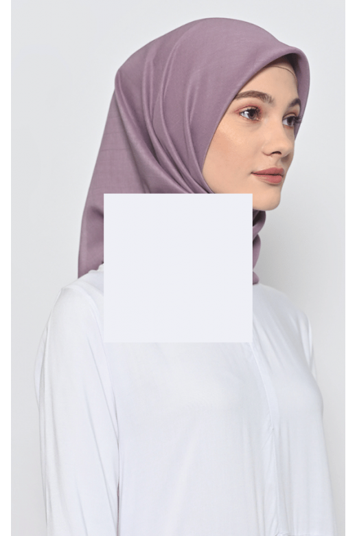 Hijab Segi Empat Voal Lily Jahit Tepi Dusty Purple